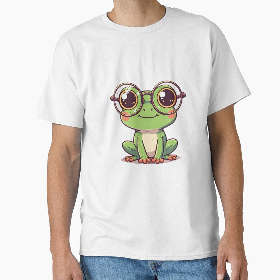 Adorable Green Frog Wearing Oversized Round Glasses by PholPol1959