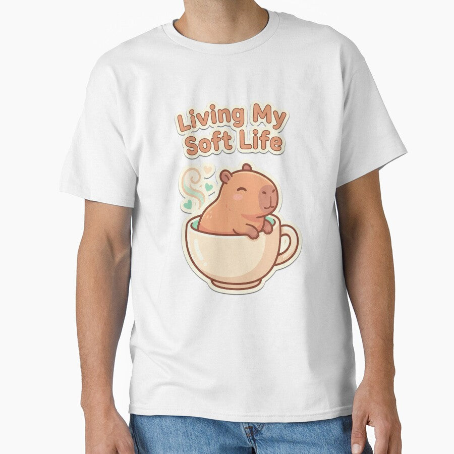 Living My Soft Life Capybara – Cozy Self Care Aesthetic by Visual Dept.