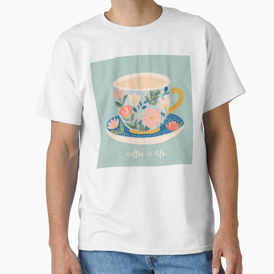Coffee Is Life Floral Coffee Cup Illustration by BobaBunny76