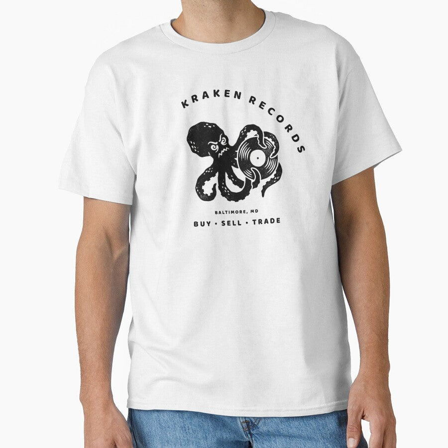 Kraken Records - Record Store T-Shirt by Klevertee