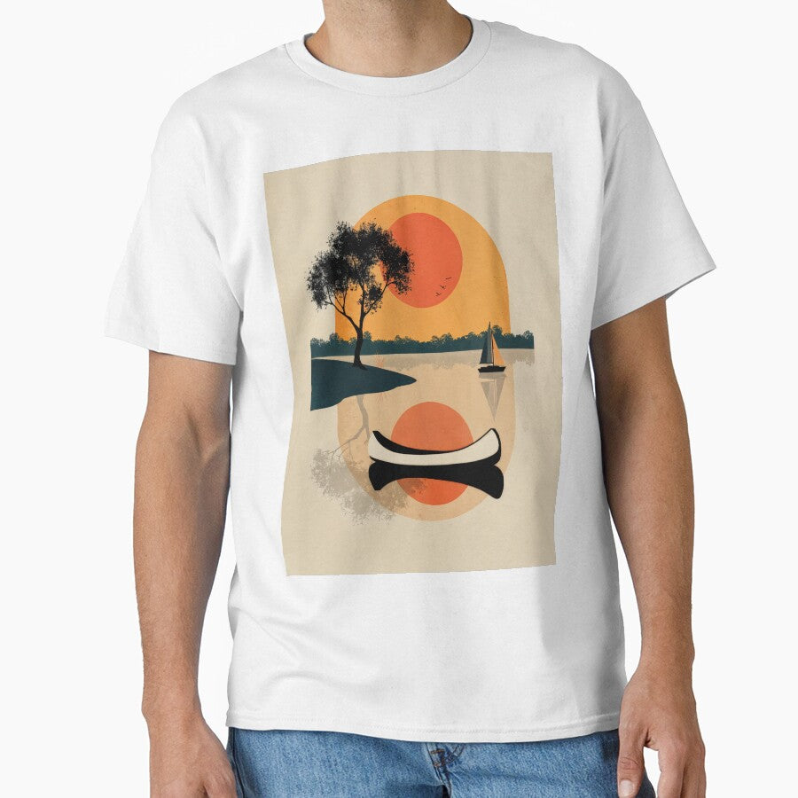 Wall Art - Postcard - Sunset Serenity with Sailboat and Reflections by ForeverPrintsOK