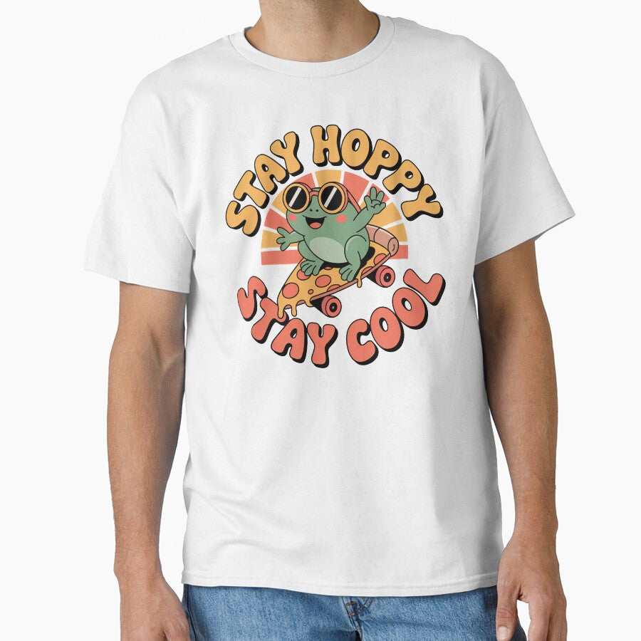 Kawaii Frog, Cute Kawaii Frog Riding On A Pizza Slice by graphic-genie