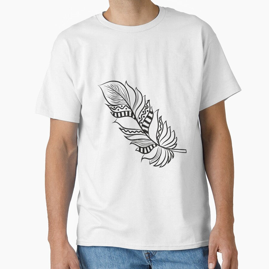 Bohemian Feather Design Black & White by Immadman