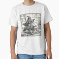 Wizard Riding Lobster Shirt – Fantasy Vintage Engraving Magic Wizard Surreal Graphic Tee by JadmeStudio