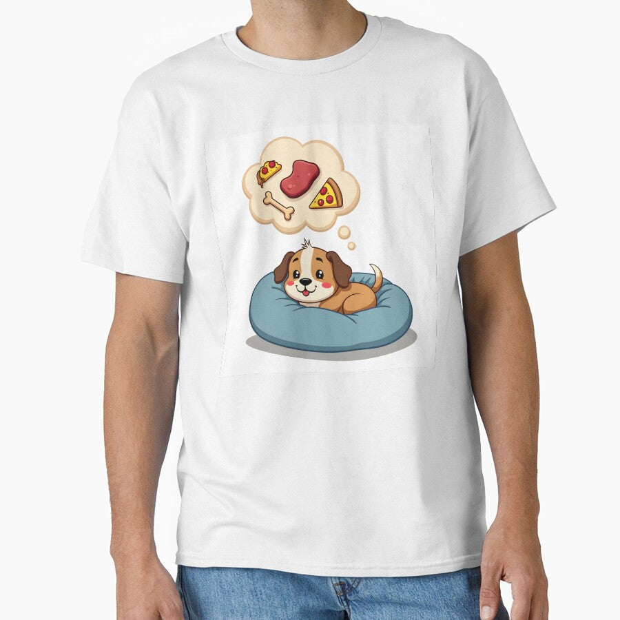 Dreaming of Snacks – Funny Sleeping Dog T-Shirt for Dog Lovers by MilaPrintify