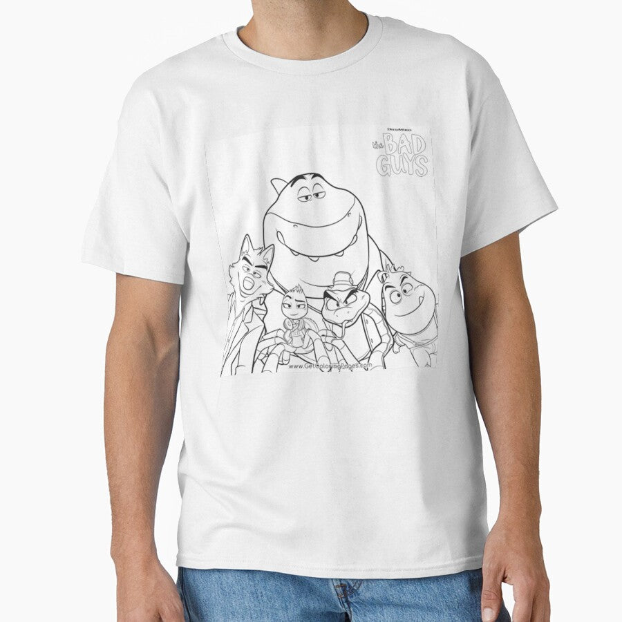 “The Bad Guys Cartoon Coloring Page – Funny Animal Gang Illustration (Wolf, Snake, Shark, Piranha, Tarantula)” by EssentialsWear