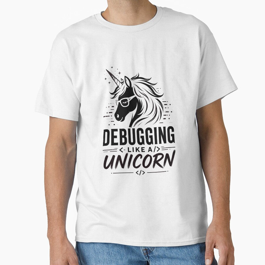 Debugging Like a Unicorn – Developer Humor Black by CtrlAltLaugh