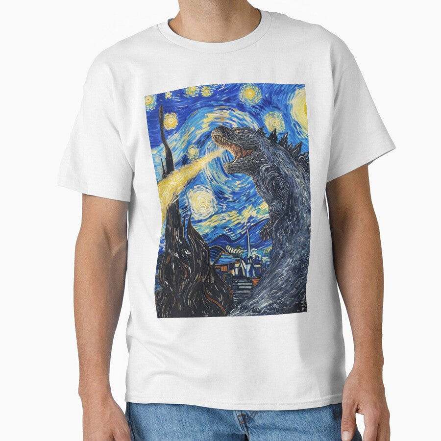 Vincent Van Gojira, Vincent Van Goghzilla, Godzilla Destroying The Starry Night by PrintShangri-La