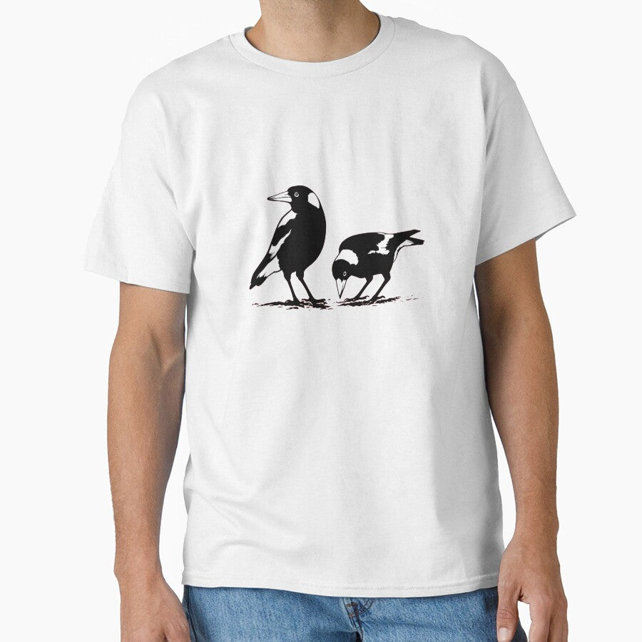 MAGPIES - australian magpie graphic art t-shirt by MiltonBradtke