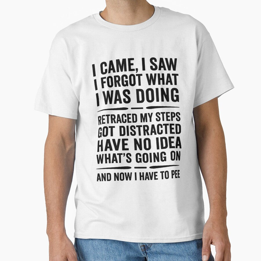 i came, i saw i forgot what i was doing retraced my steps got distracted on my way back have no idea what's going on and now i have to pee by hemagamo