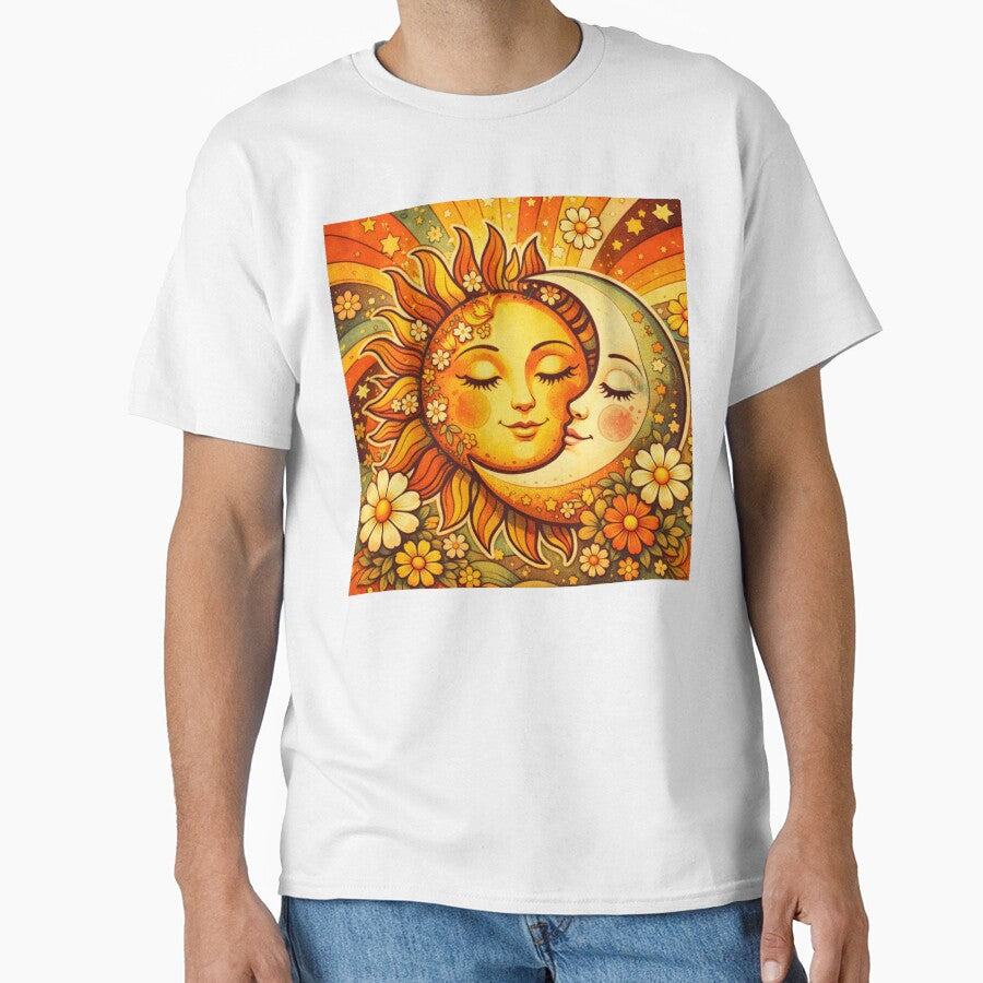 Groovy Boho Sun and Moon - 70s Celestial Aesthetic by Myra365Art