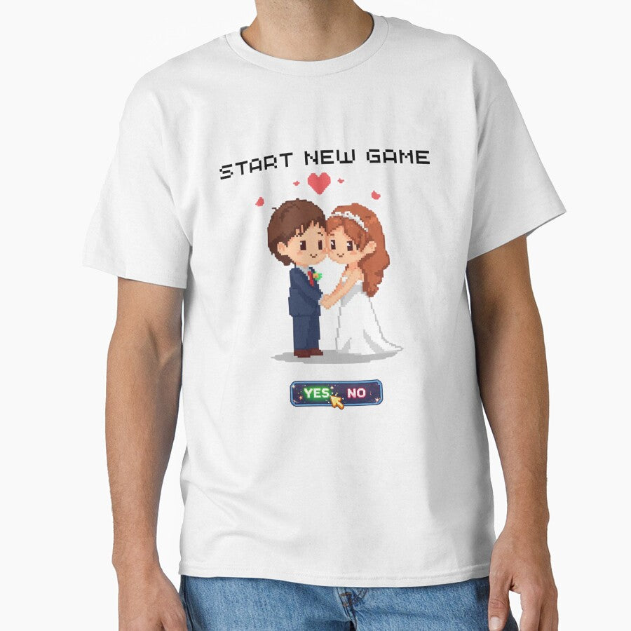 Start a New Game? YES! | Retro Pixel Art Gamer Couple Wedding by Love&Geek