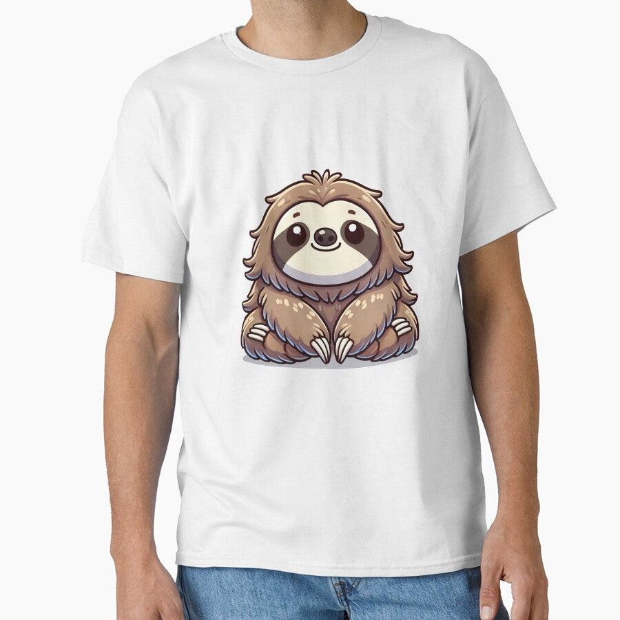 Cute cartoon sloth with a friendly expression and fluffy fur, perfect for children's illustrations. by cave-canvas