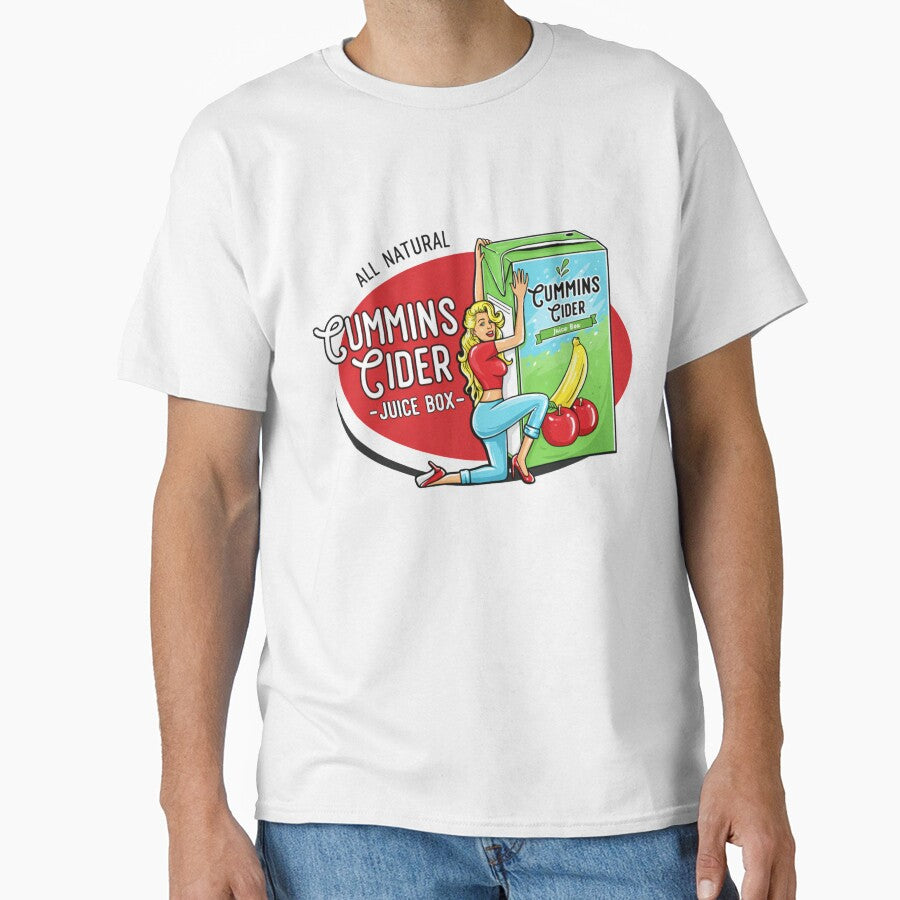 Cummins Cider Juice Box Retro Pin-Up Vintage Humor Design by lganme