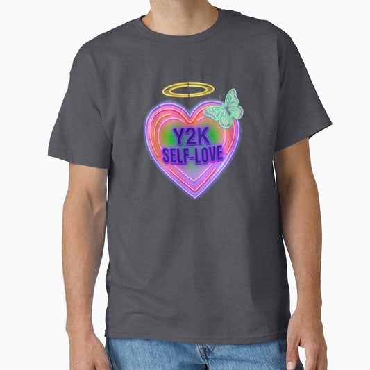 Y2K Self-Love Neon Heart with Halo and Butterfly - Retro 2000s Aesthetic by Good Vibes
