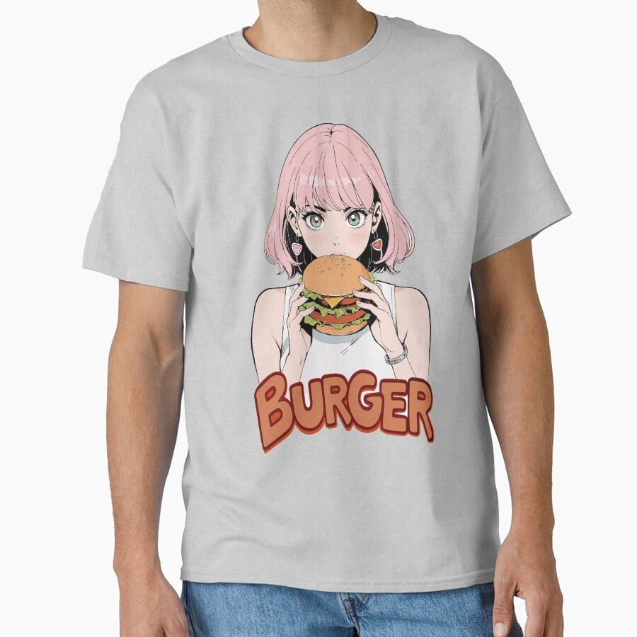 Cute girl eating a hamburger by JonelleTshirts