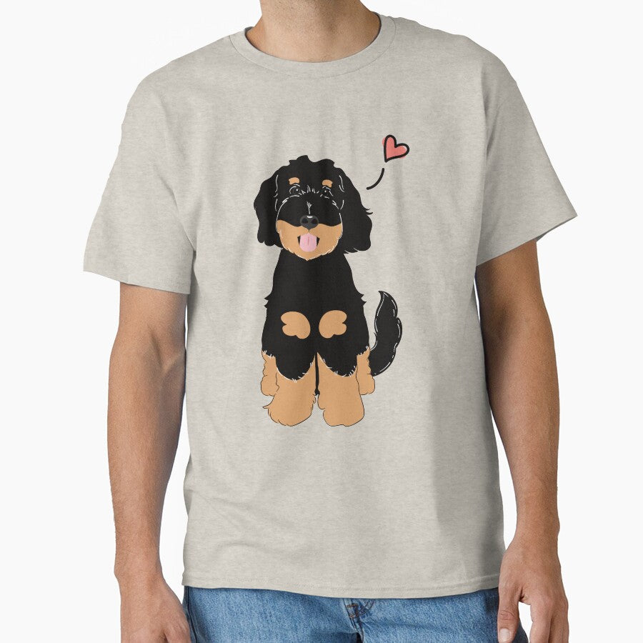 LOVE Black Tan Phantom Goldendoodle Dog by Lulupainting