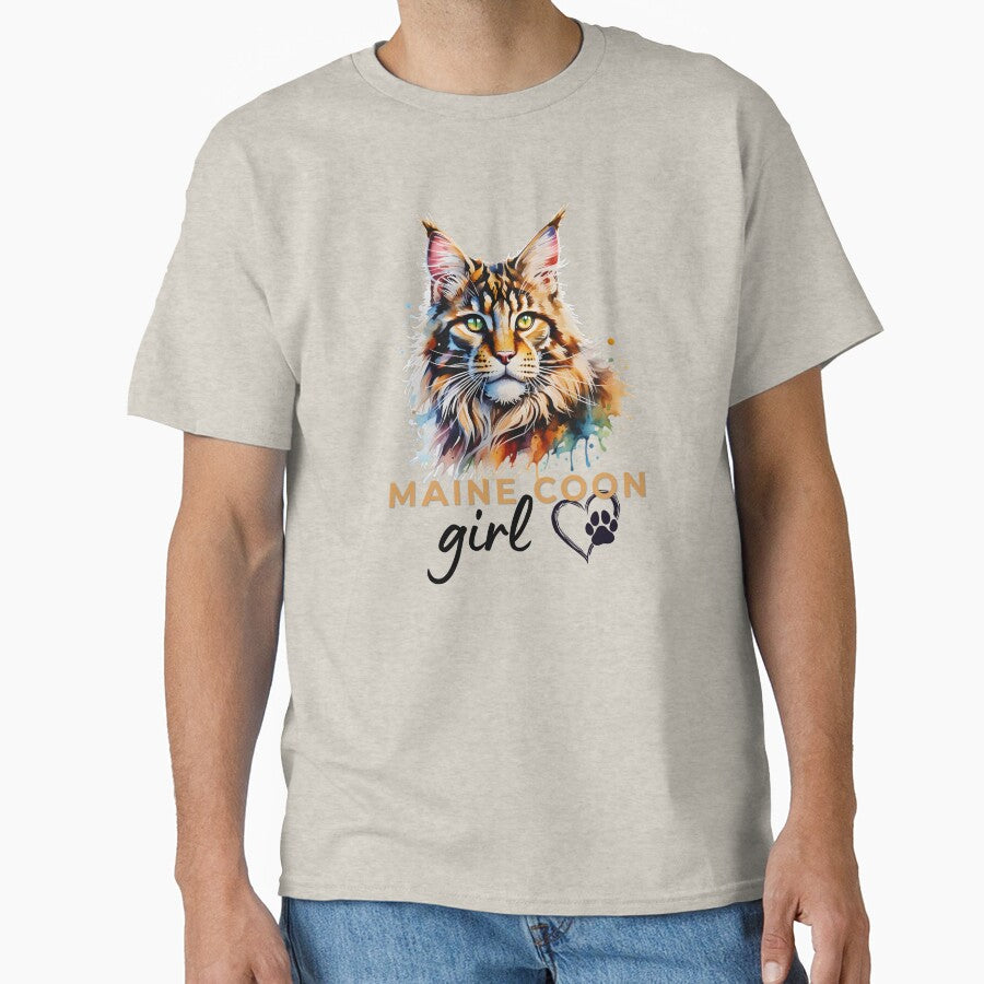 Maine Coon Girl Watercolor Design – Colorful Fluffy Cat Lover Gift for Maine Coon Owners by ArcticFoxStudio
