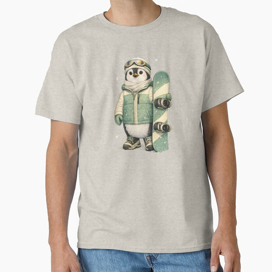 Cozy Penguin Snowboarder – Minimal Winter Sports Character by Ombrya