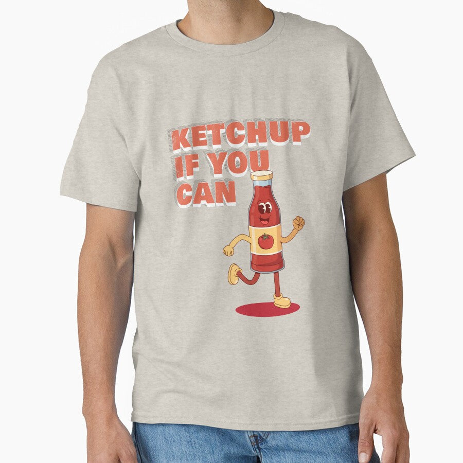 Ketchup If You Can Funny Food Pun Design – Cute Ketchup Mascot Graphic by azLittleLuxur