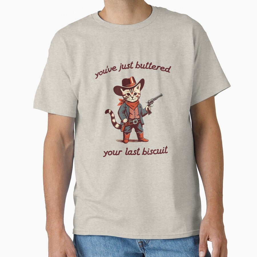 You've Just Buttered Your Last Biscuit Funny Cowboy Cat by stickersworld31