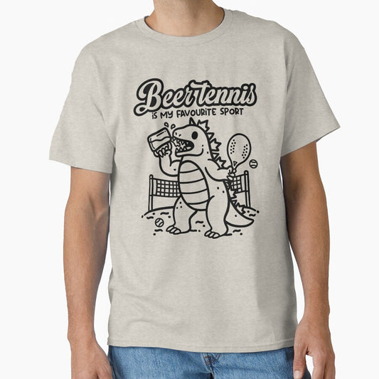Beer Tennis Is My Favourite Sport - Funny Godzilla Dinosaur Beach Tennis by NemiMakeit