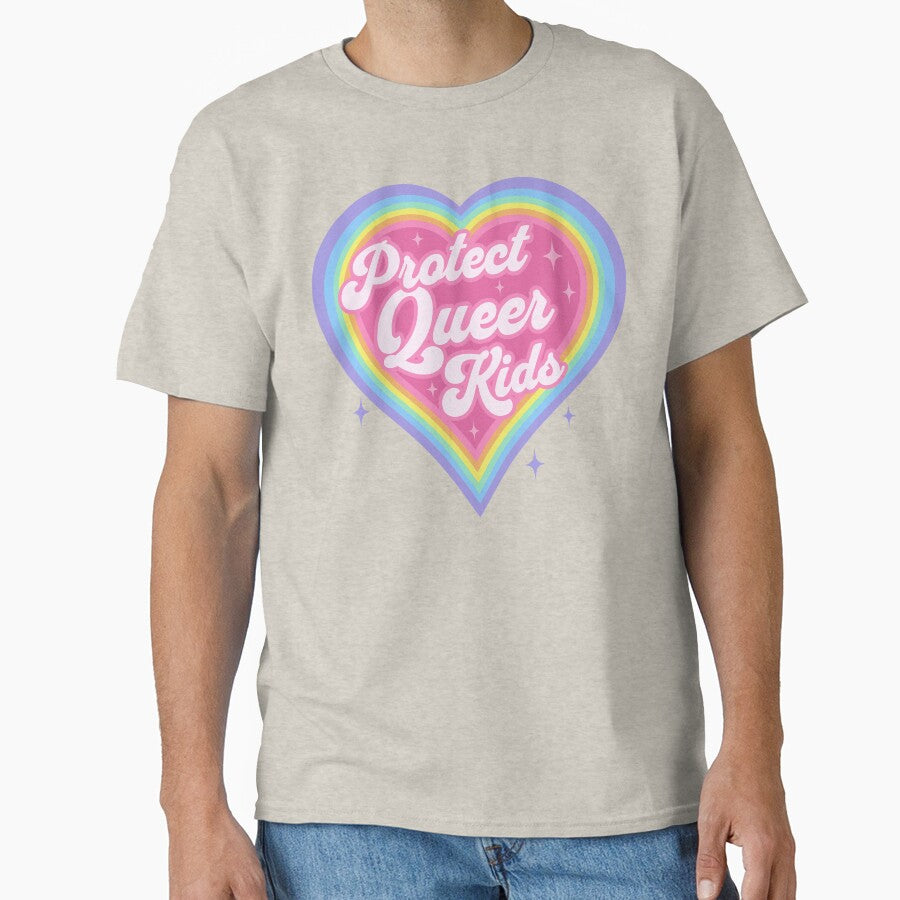 Protect Queer Kids Retro Rainbow Heart LGBTQ Kawaii Cute Gay Pride by PUFFYP