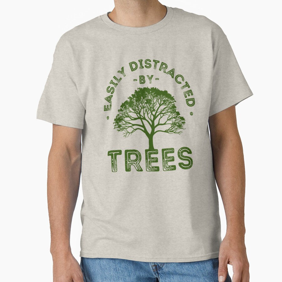 Easily Distracted by Trees, Funny Nature Lover Quote, Vintage Tree by lagunaklein