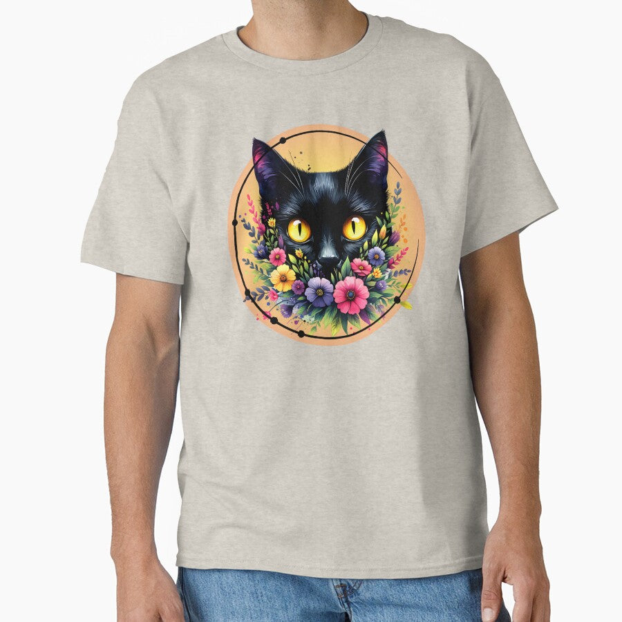 Floral Black Cat by I-I-Trading-Co