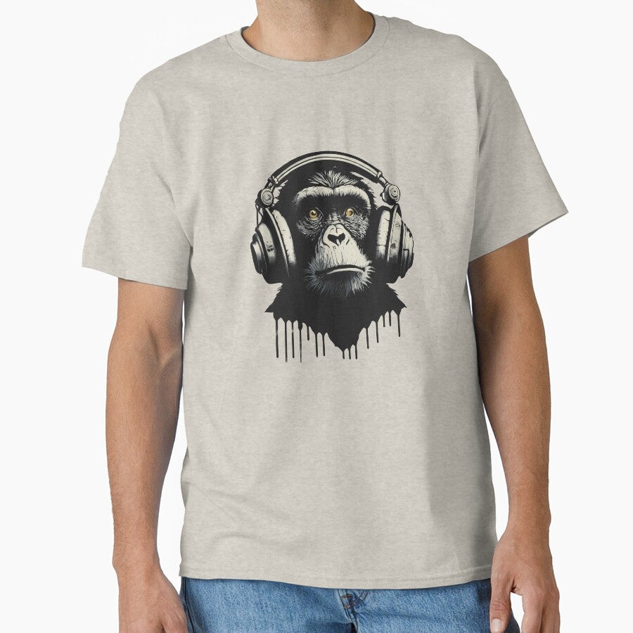 Banksy DJ Monkey Thinker with Headphones by hamishby