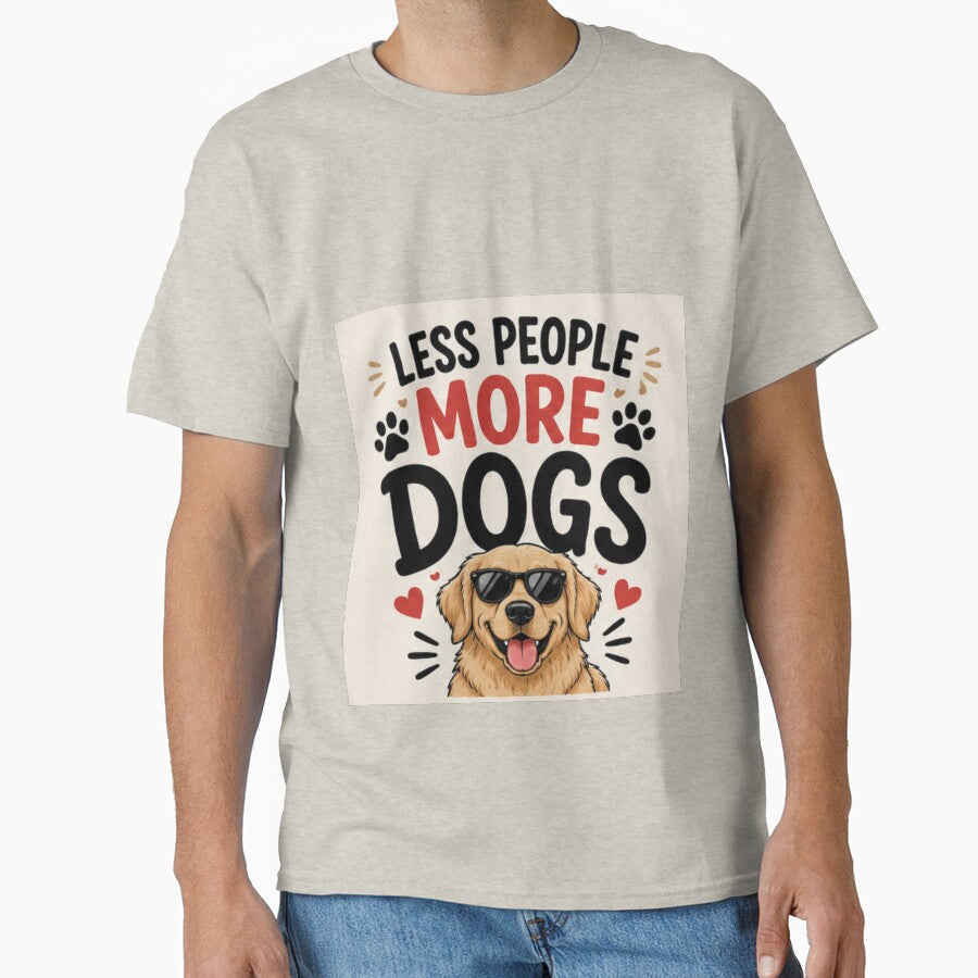 Less People More Dogs Funny Dog Lover Minimalist Shirt by PoojaArtLab