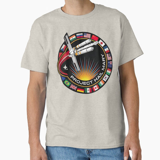 Project Hail Mary Space Mission Rocket Launch Patch Style Classic T-Shirt by Qwertycraftd