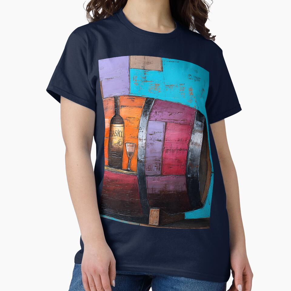 Vibrant Wine Barrel - Geometric Composition with Bold Blocks of Red, Blue, Purple, and Yellow by OlfactoART Studio
