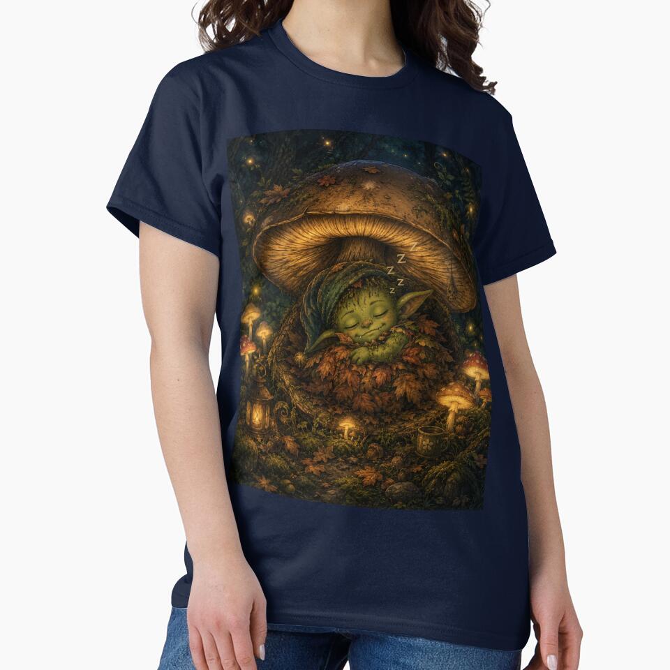 Goblincore Sleep Mode – Cozy Goblin Sleeping in Mushroom Art | Funny Night Owl Goblincore Gift by irfanshikh