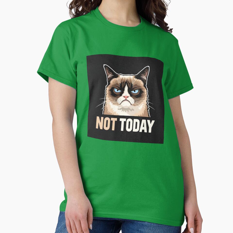 Not Today Scowling Cat Minimalist Design by PunchlinePress