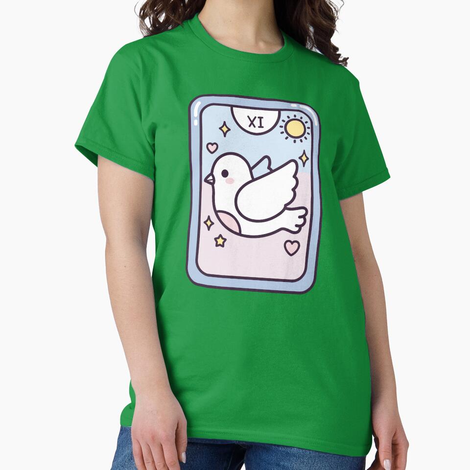 Kawaii Pigeon Tarot Card Pastel Bird Illustration by BRU Design