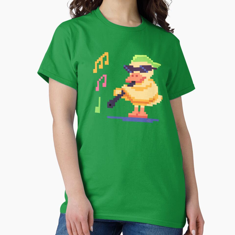 Retro Duck Playing Music Pixel Art by Hoda Hefzy