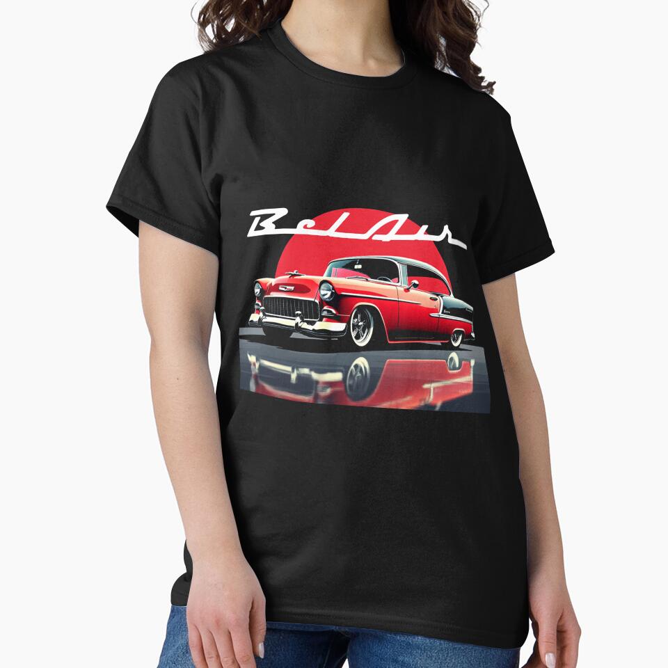 1955 Red Chevy Bel Air Classic American Car Art by TheArtOfCar
