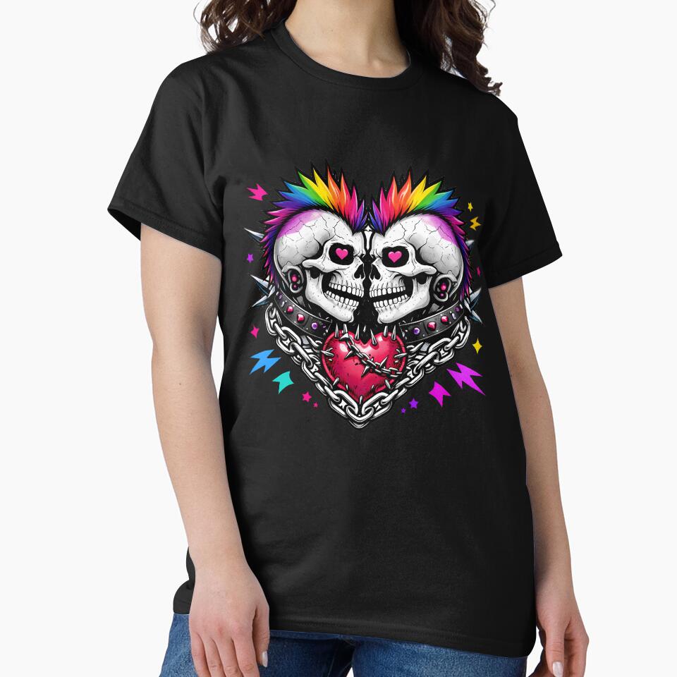 Queer Punk Skull Rainbow Mohawk by Cat-butt-shirts