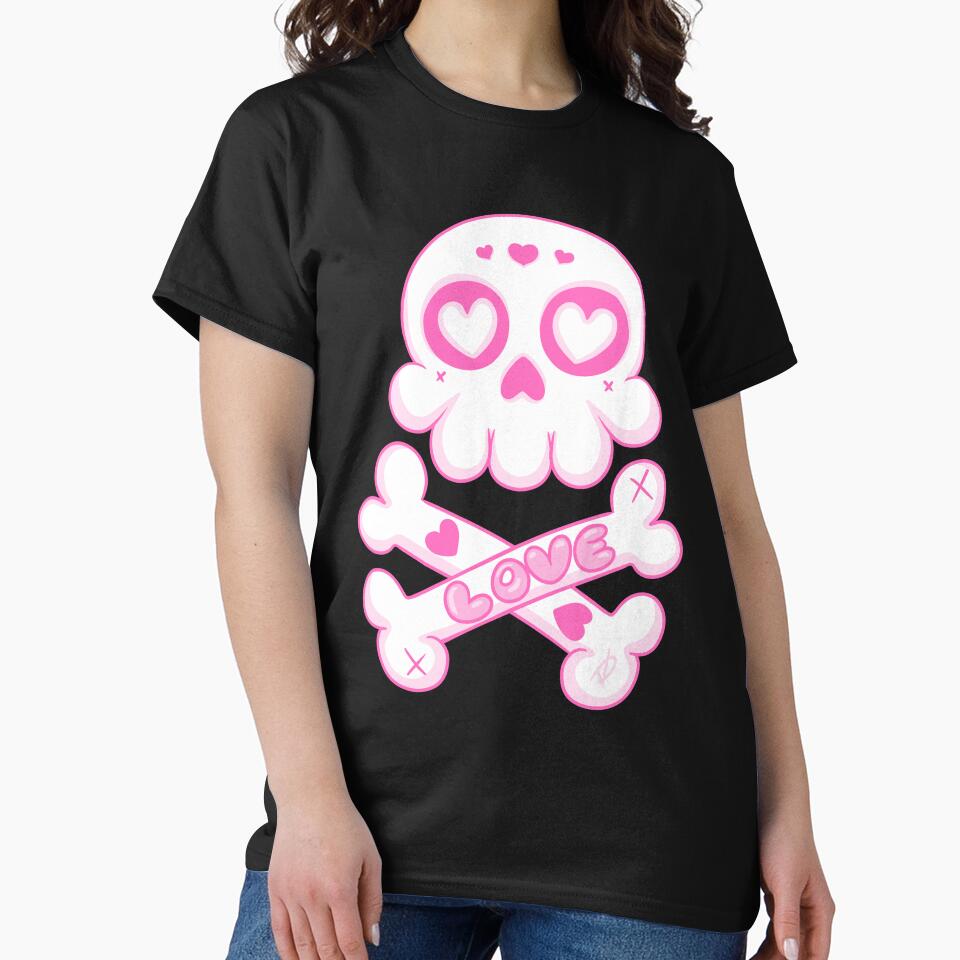 Kawaii Skull Love – Cute Goth Heart Eyes Design by VooDudeDesigns