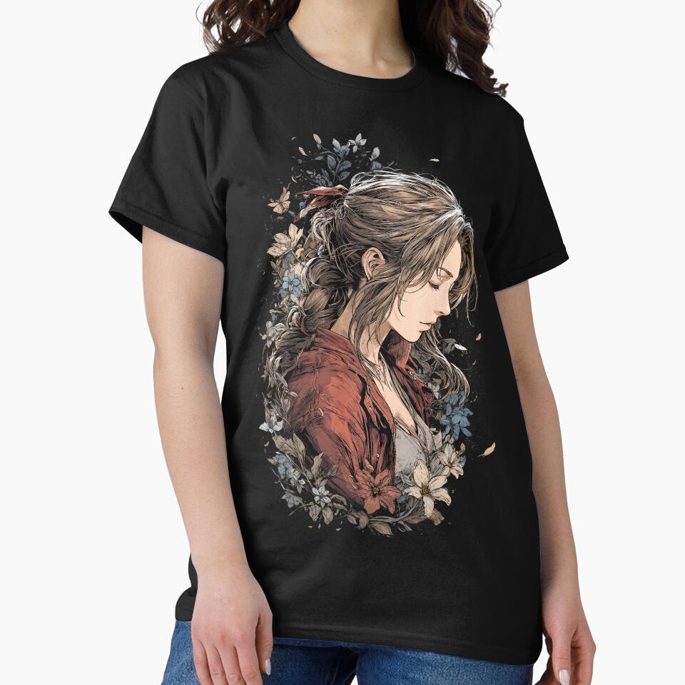 Aerith Gainsborough Final Fantasy VII Flower Maiden Graphic Tee by Senpaiwaves