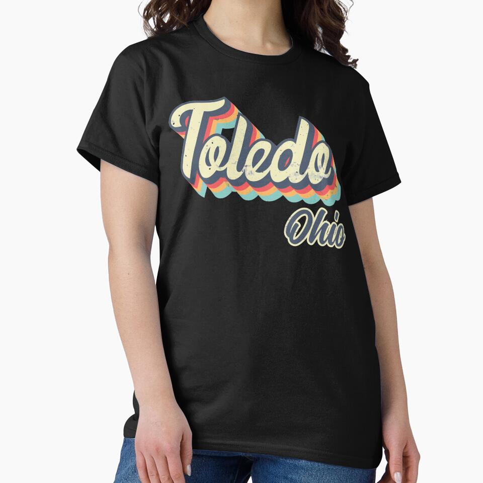 Toledo city Ohio Retro Vintage 70s rainbow by Teelogic