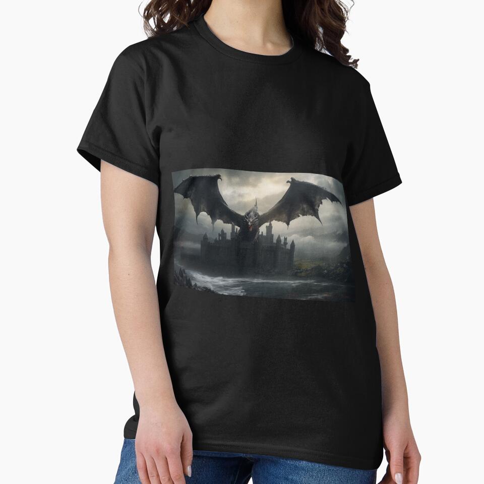 Dark Fantasy Landscape - Roaring Black Dragon by Fantasy Masterpiece