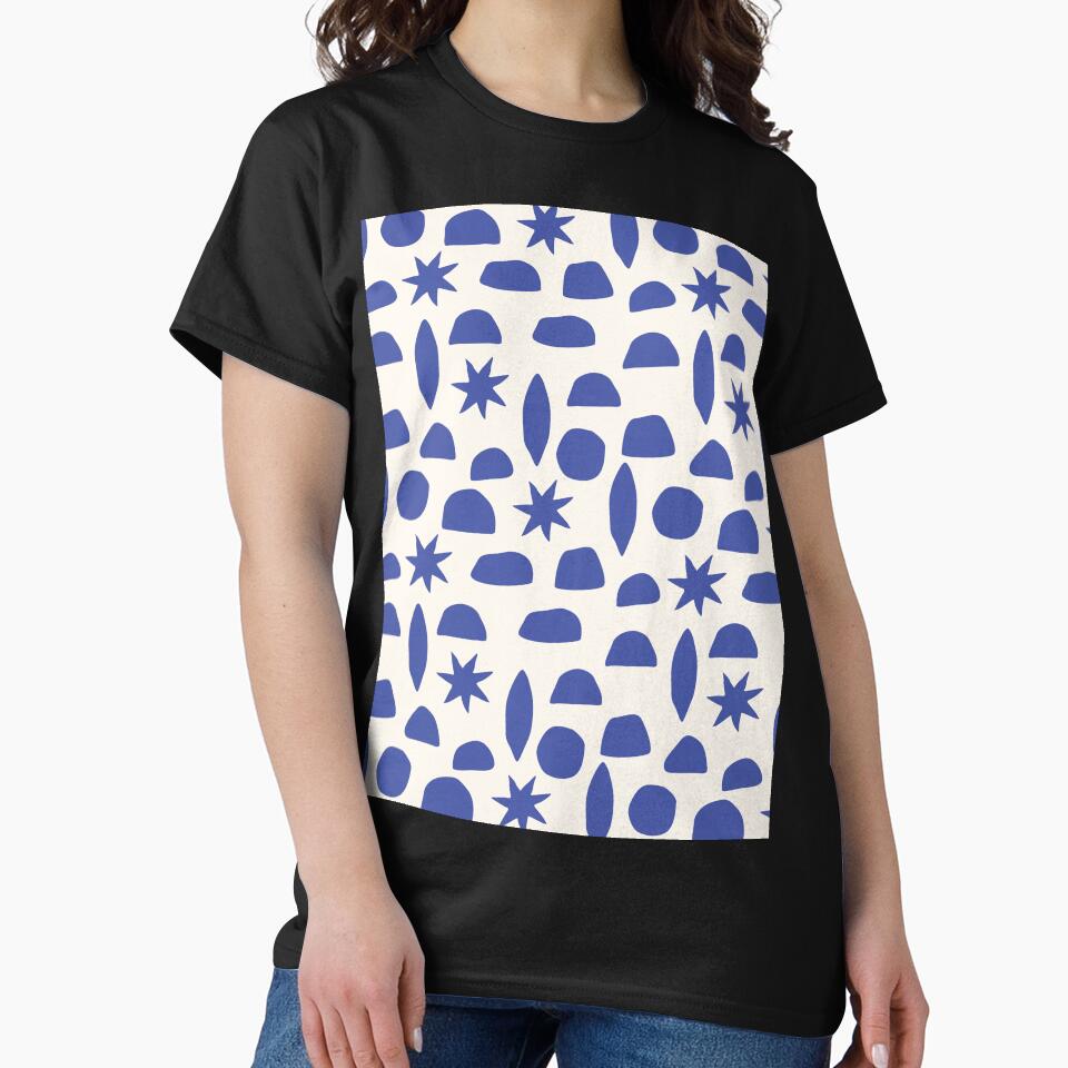 BOHO HENRI MATISSE CHARCOAL VINTAGE BLUE ON CREAM by blomastudios
