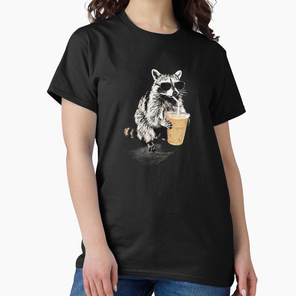 Raccoon Drinking Iced Coffee  Funny Animal Meme  Coffee Lover Raccoon Shirt  Comfort Colors, Unisex Graphic by TschandriaArt