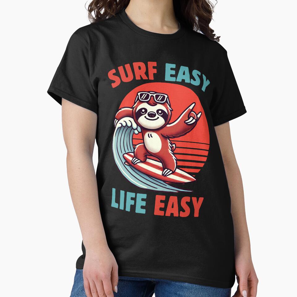 Sloth Surfing – Surf Easy, Live Easy, Cool Sloth Sunglasses Surfing Design by BaliChili