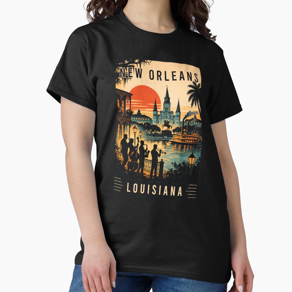 Experience Jazz Culture and Iconic Architecture of New Orleans in Louisiana - Travel Art by turtlestart