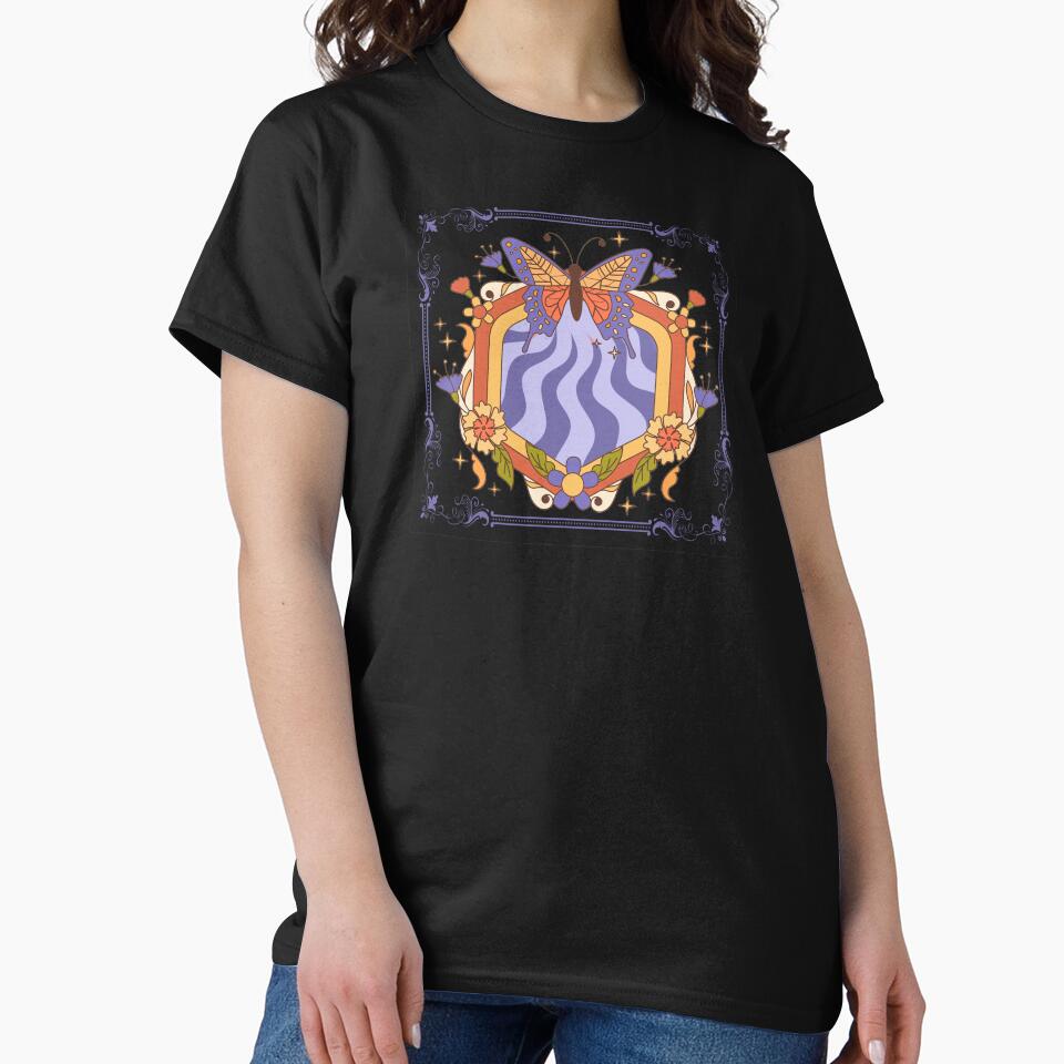 Classic Boho Floral with Butterfly T-Shirt by Art.Fusion.Studio