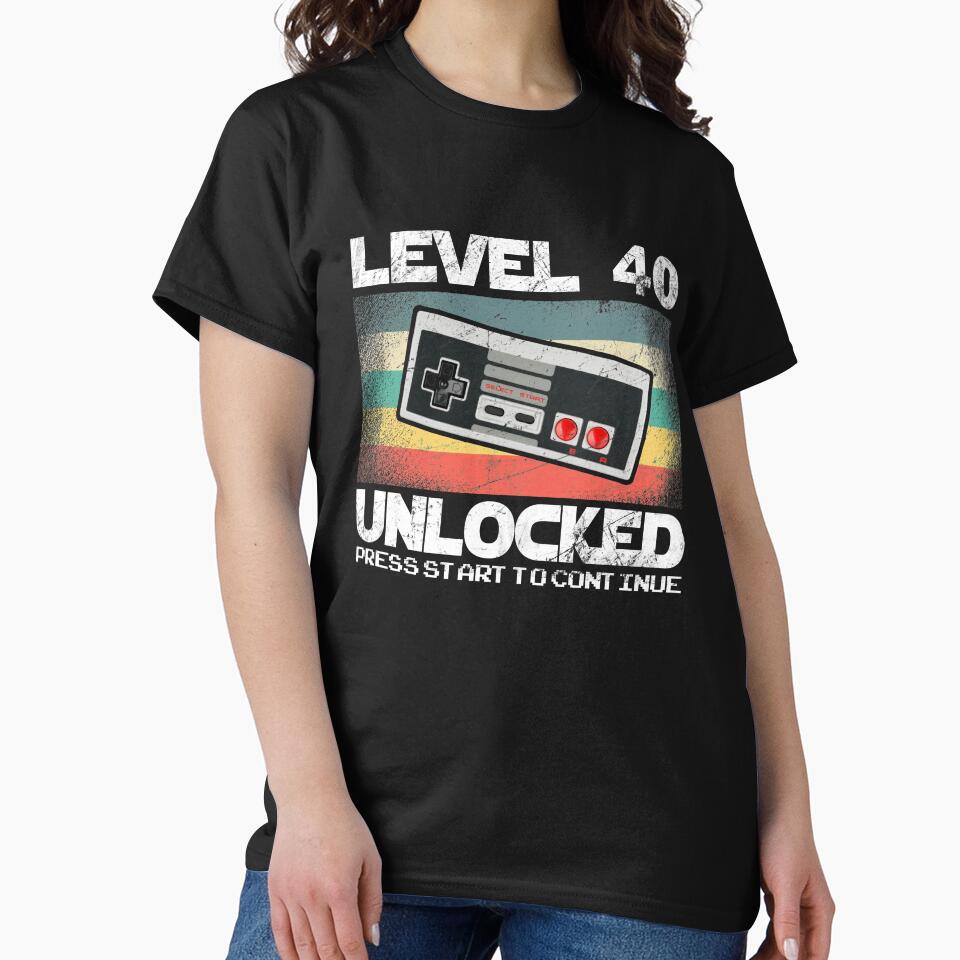 40 Year Old Fourty Birthday Gift Level 40 unlocked gamer by majuga