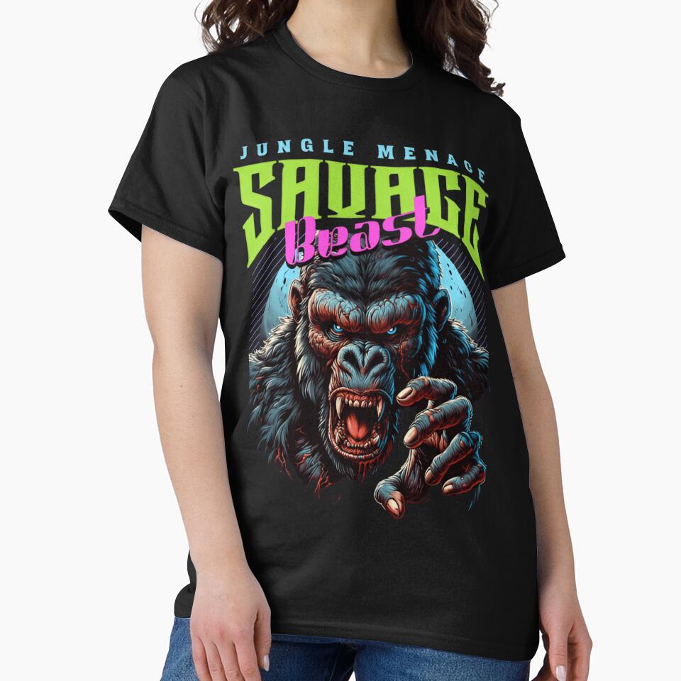 Savage Gorilla Streetwear Neon Beast Graphic Design by Creative Fashion Designs